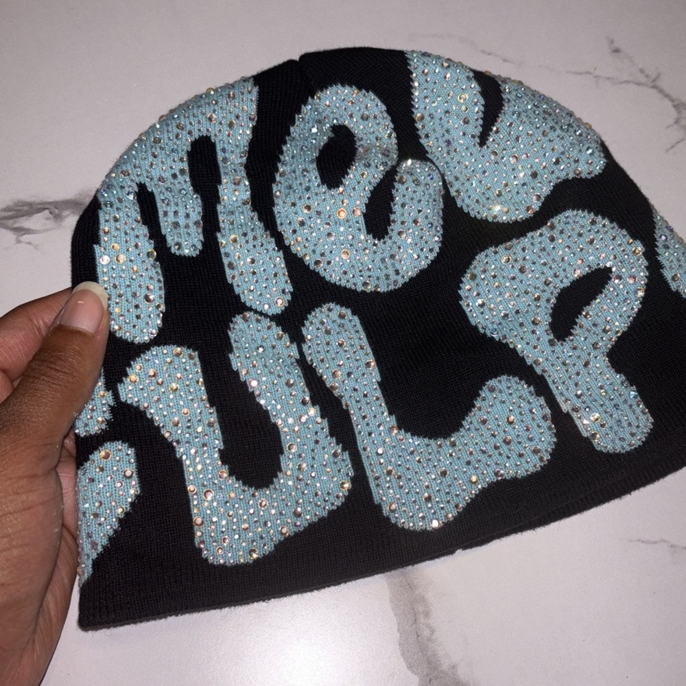Mea Culpa Blue Rhinestone Beanie 🩵
